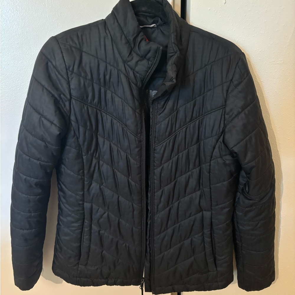 Columbia Black Puffer Jacket with Stand-Up Collar